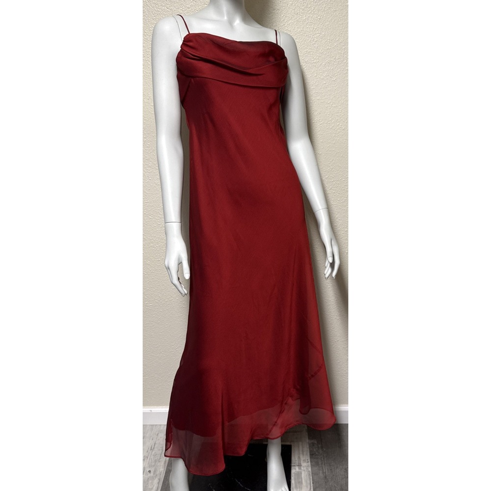 Vtg Y2K Red Slip Dress Ruched  Vamp‎ Romantic Goth 90s Whimsigoth SMALL Flaws - Picture 2 of 13